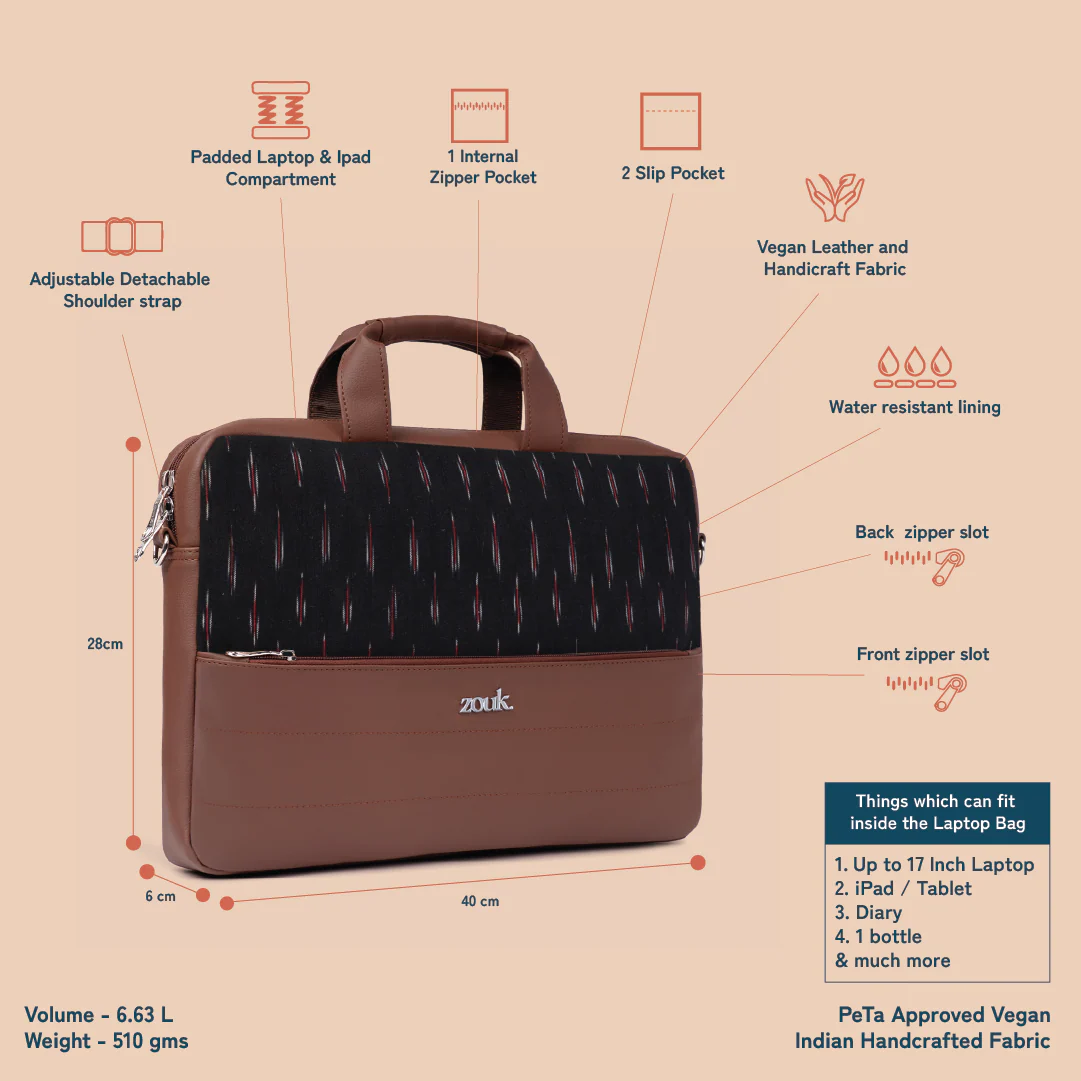 Arin Laptop Bag - Ikat GreRed - Image 5