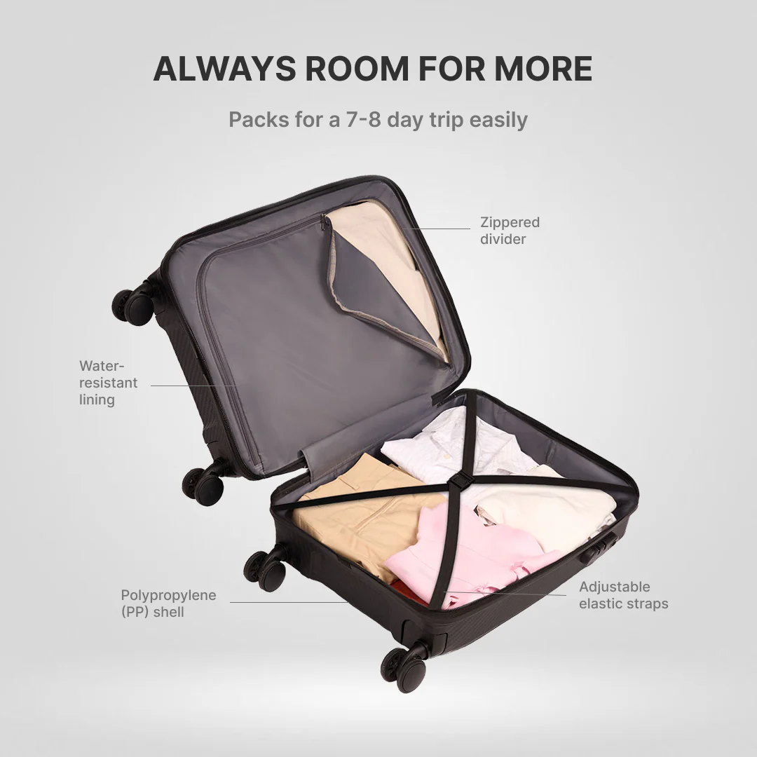 Black Aira Trolley Bag Combo - Set of 3 (Cabin & Medium & Large) - Image 8