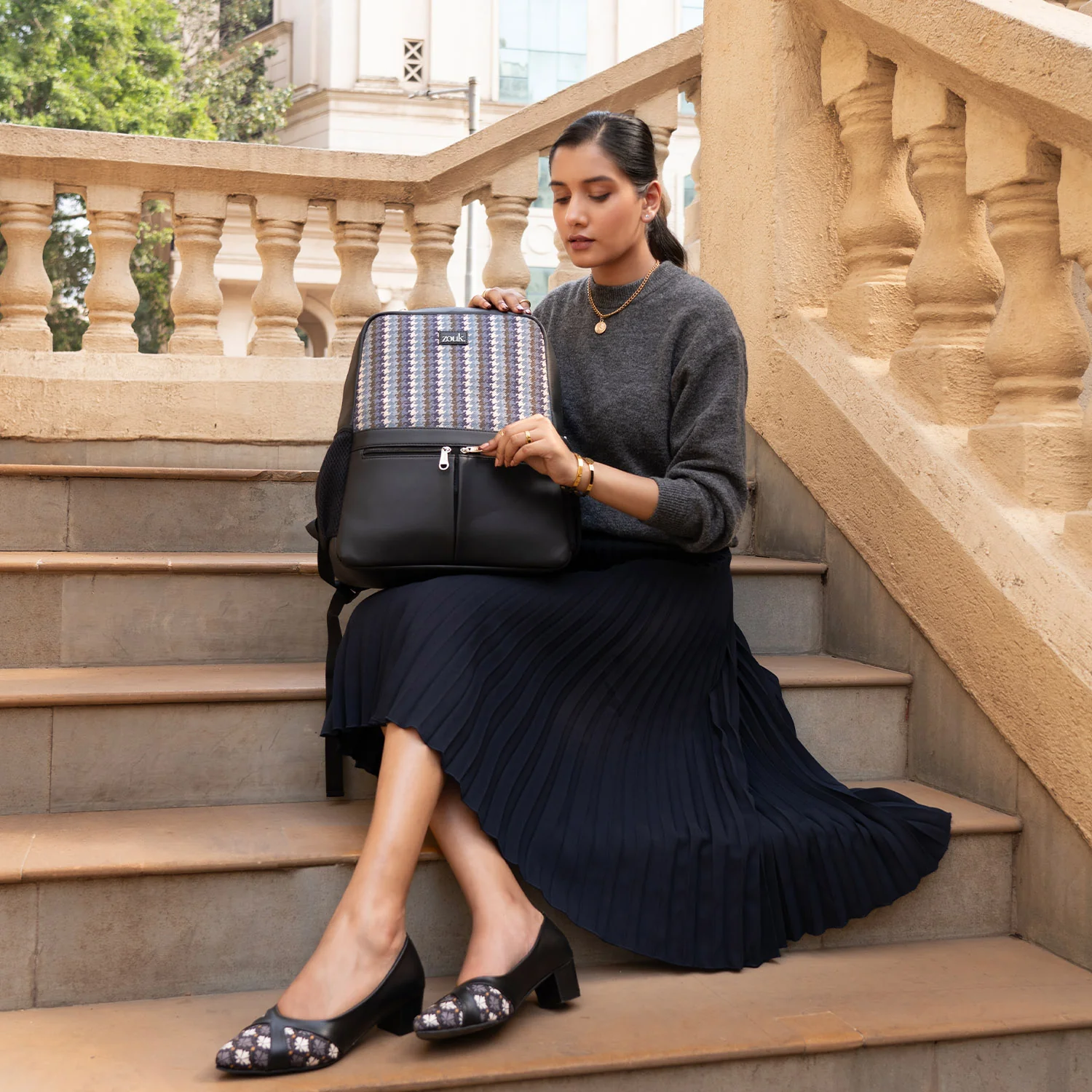Bombay Houndstooth Office Backpack - Image 2