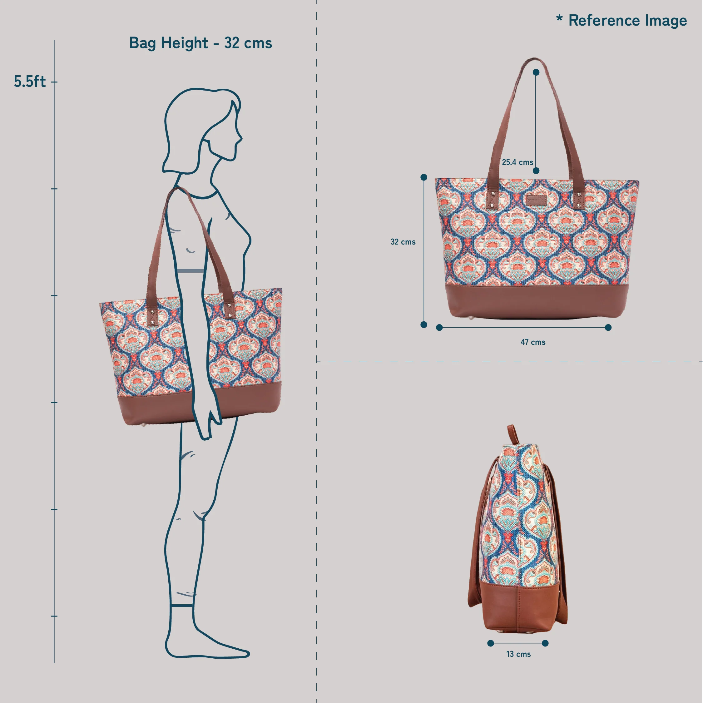 Chettinad Florals Shoulder Tote Bag - Image 4