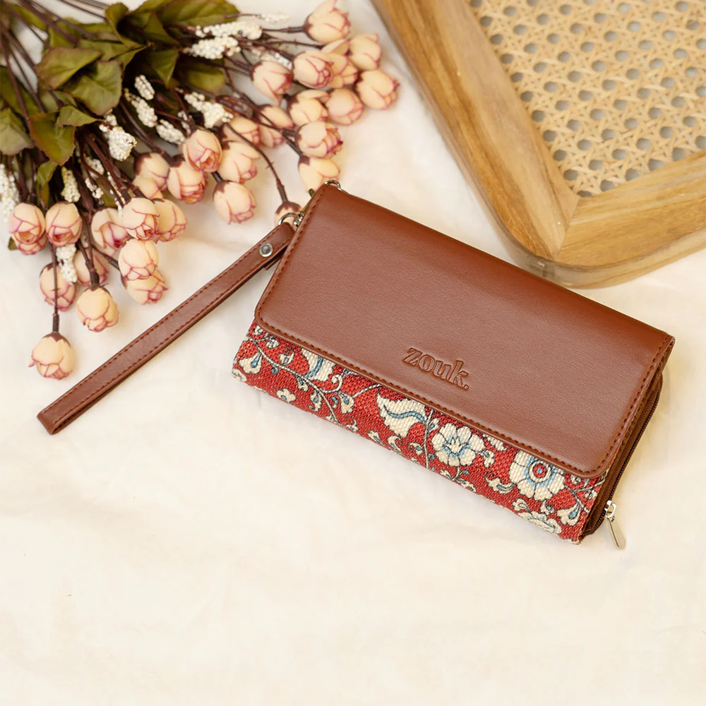 Chittoor Red Kalamkari Wristlet Wallet