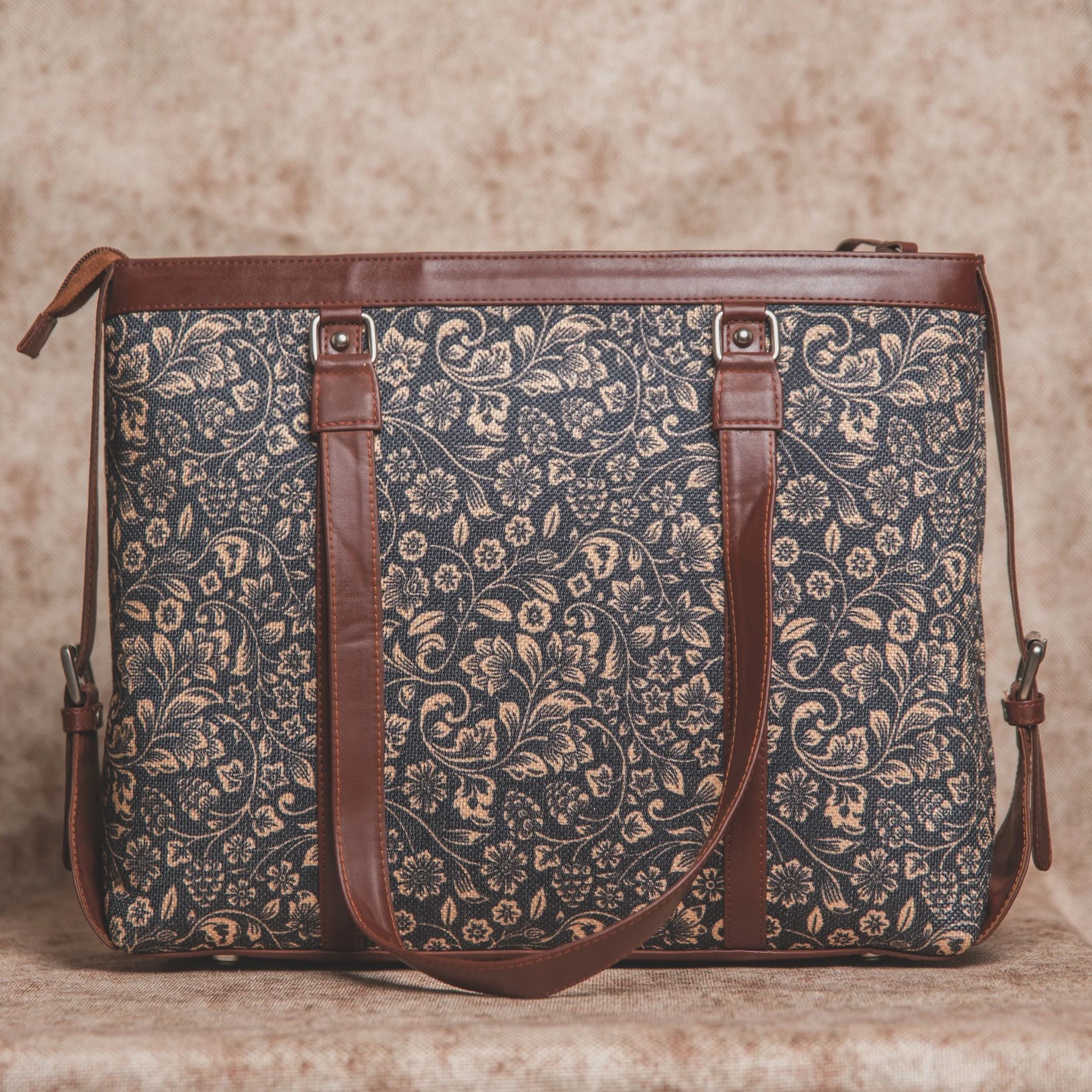 FloMotif and Royal Indian Peacock Motif - Office Bag & Chain Wallet Combo - Image 3