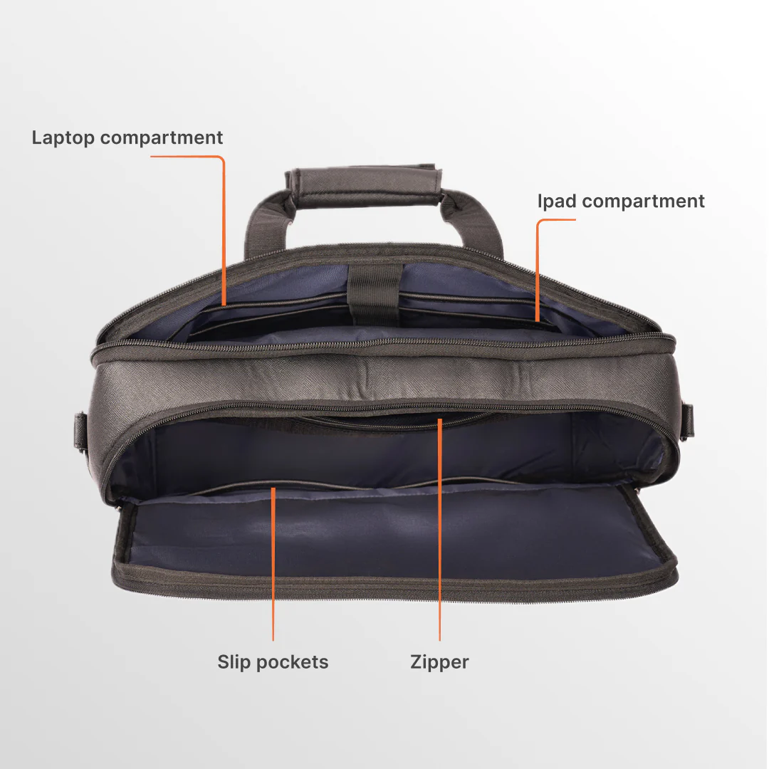 Golconda Brass Office Laptop Bag (Black) - Image 7