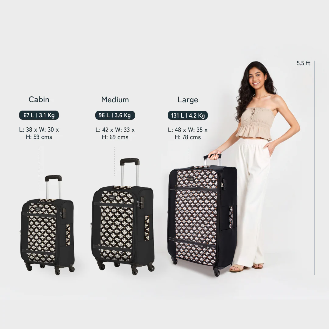 Odisha Ikat Saira Trolley Bag - (Black) - Image 6