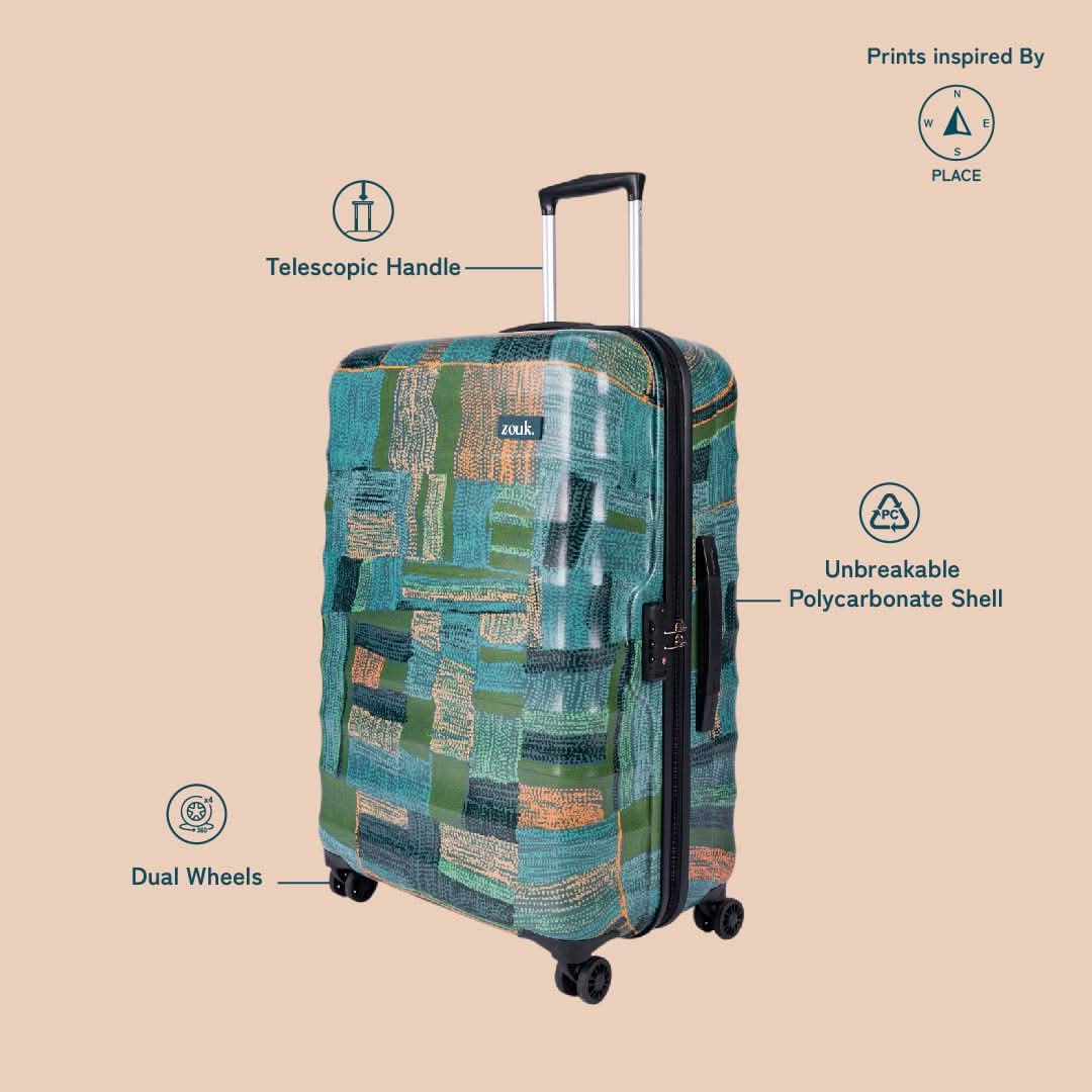 Indus Lattice Green Amorah Trolley Bag (Cabin) - Image 11