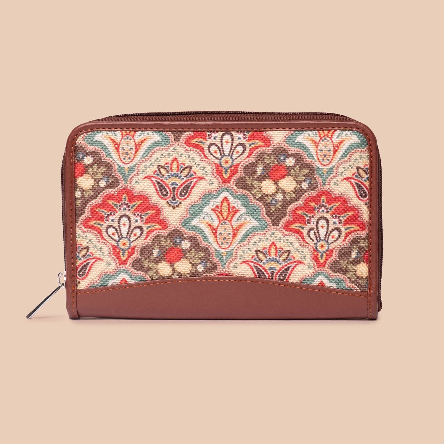 Lattice Lace & Mughal Art Multicolor - Women's Office Bag & Chain Wallet Combo - Image 5