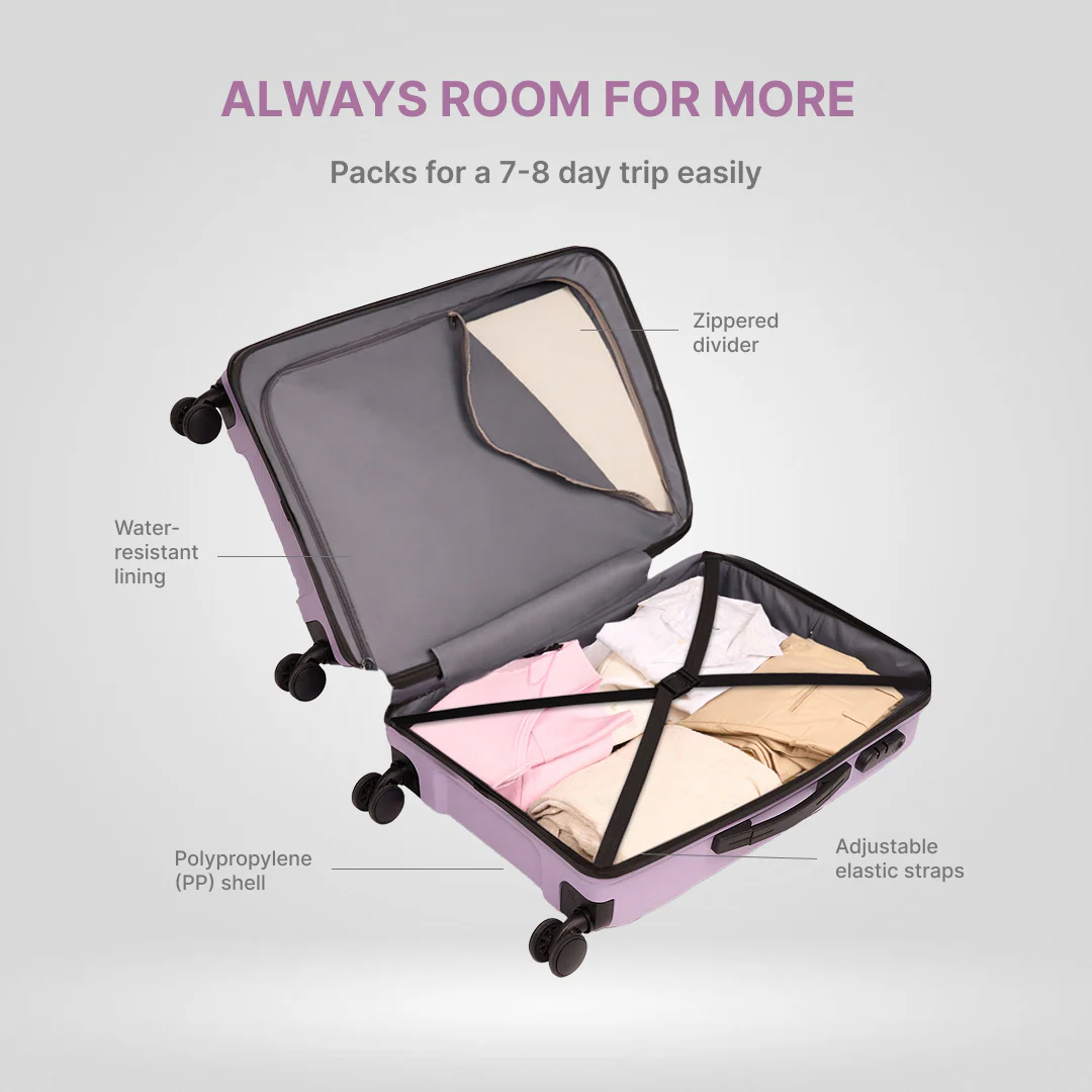 Lilac Aira Trolley Bag Combo (Cabin & Large) - Image 8