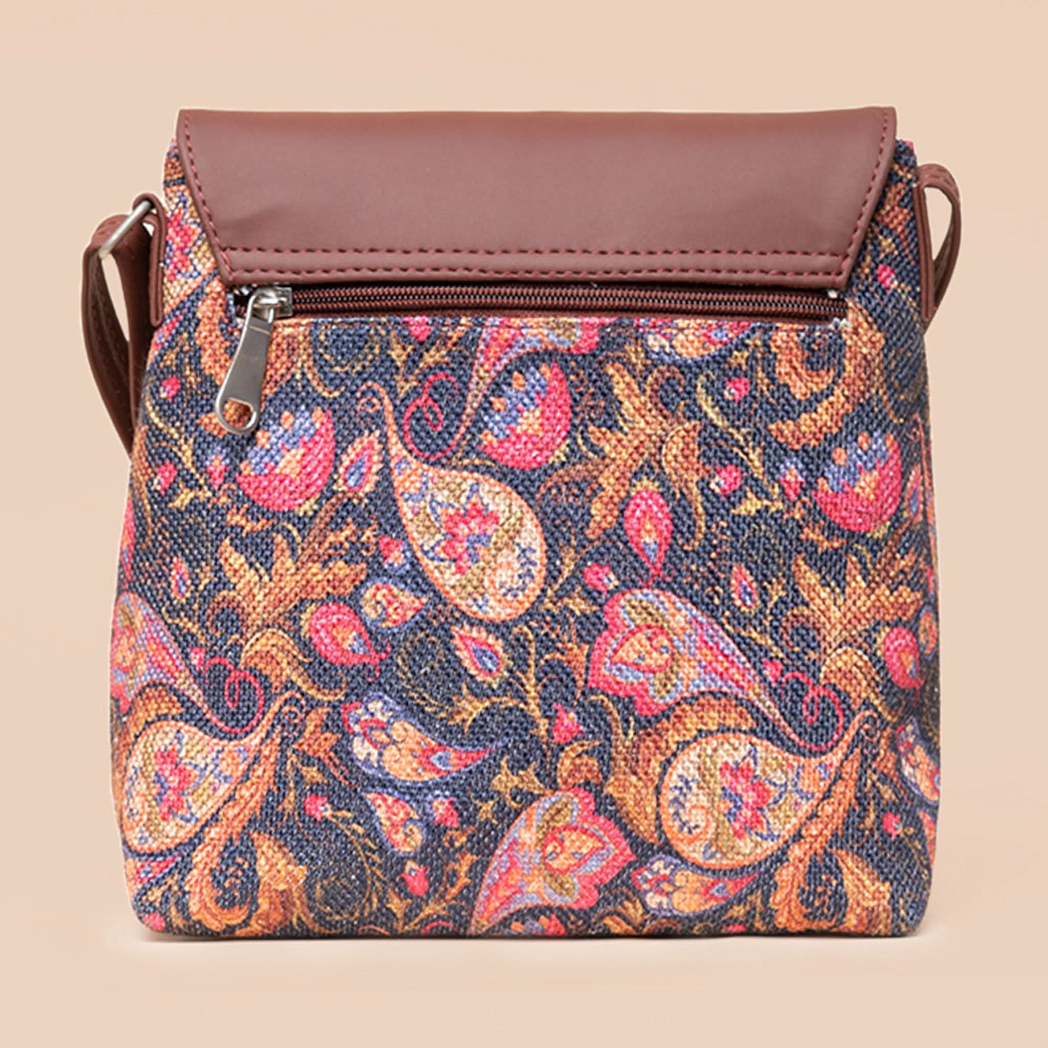 Mughal Art Multicolor & Paisley Print - Everyday Tote Bag & Flap Sling Bag Combo - Image 7