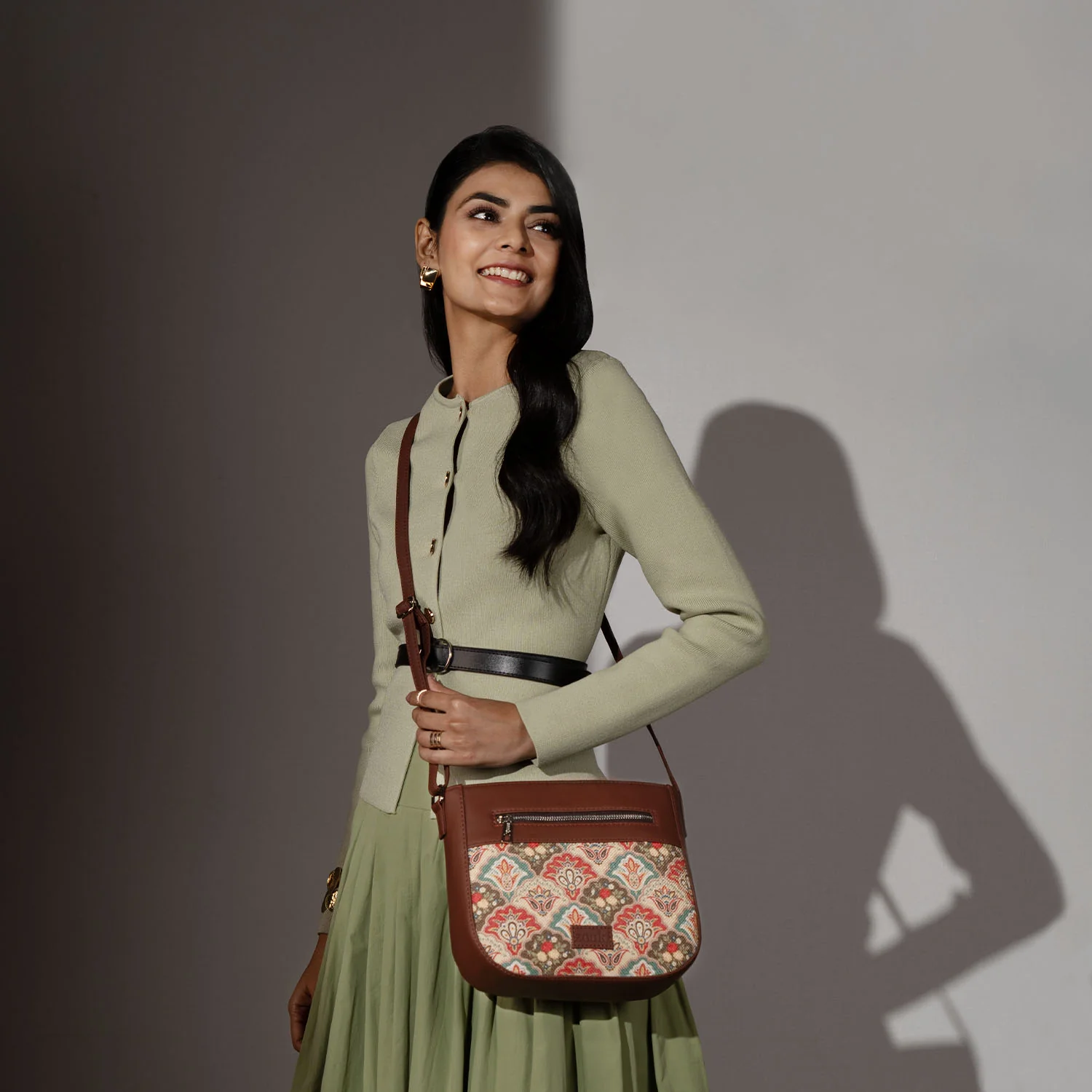 Mughal Art Multicolor U-Shaped Sling Bag - Image 2