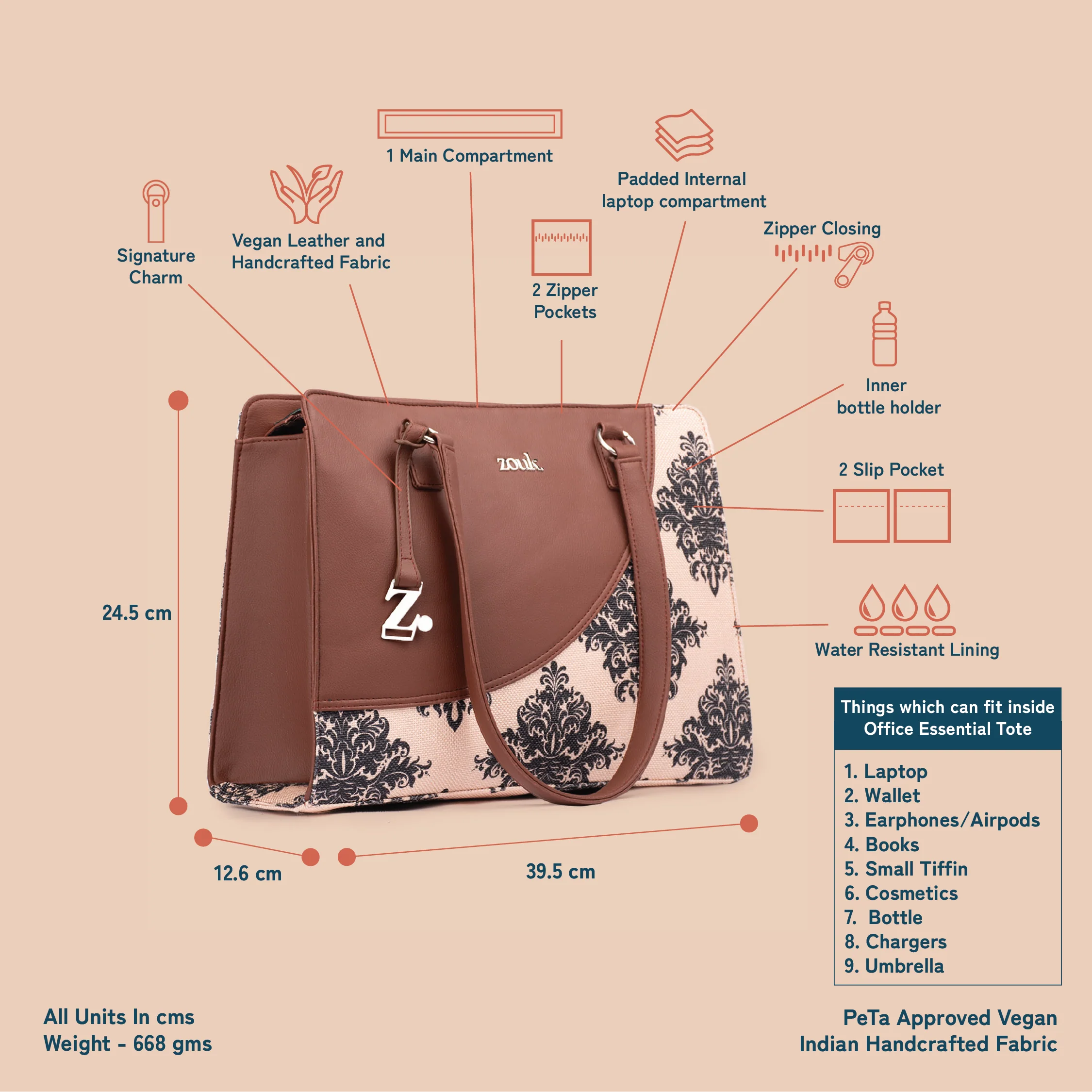 Mughal Motif Office Essential Bag - Image 5