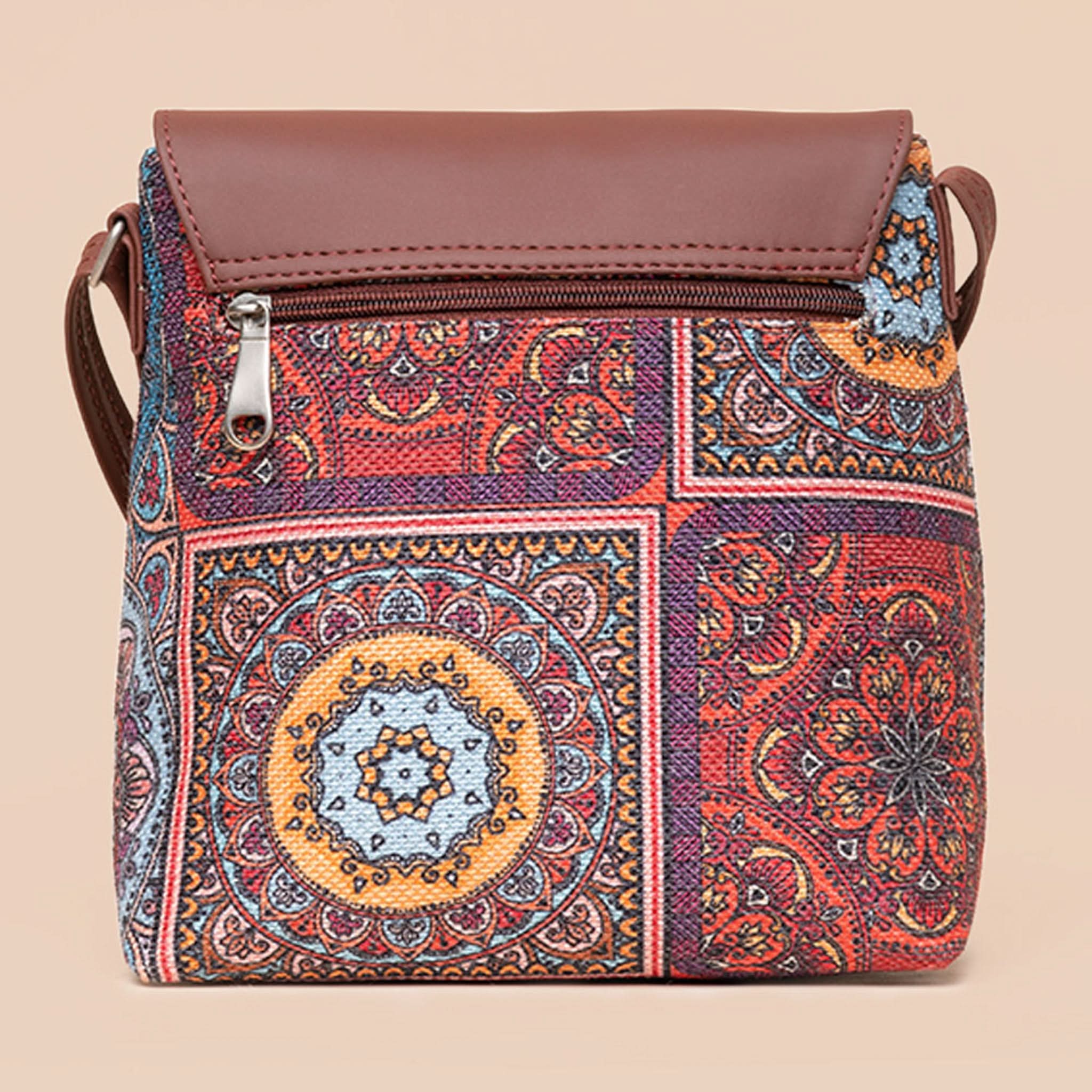 Multicolor Mandala Print - Women's Office Bag & Flap Sling Bag Combo - Image 7