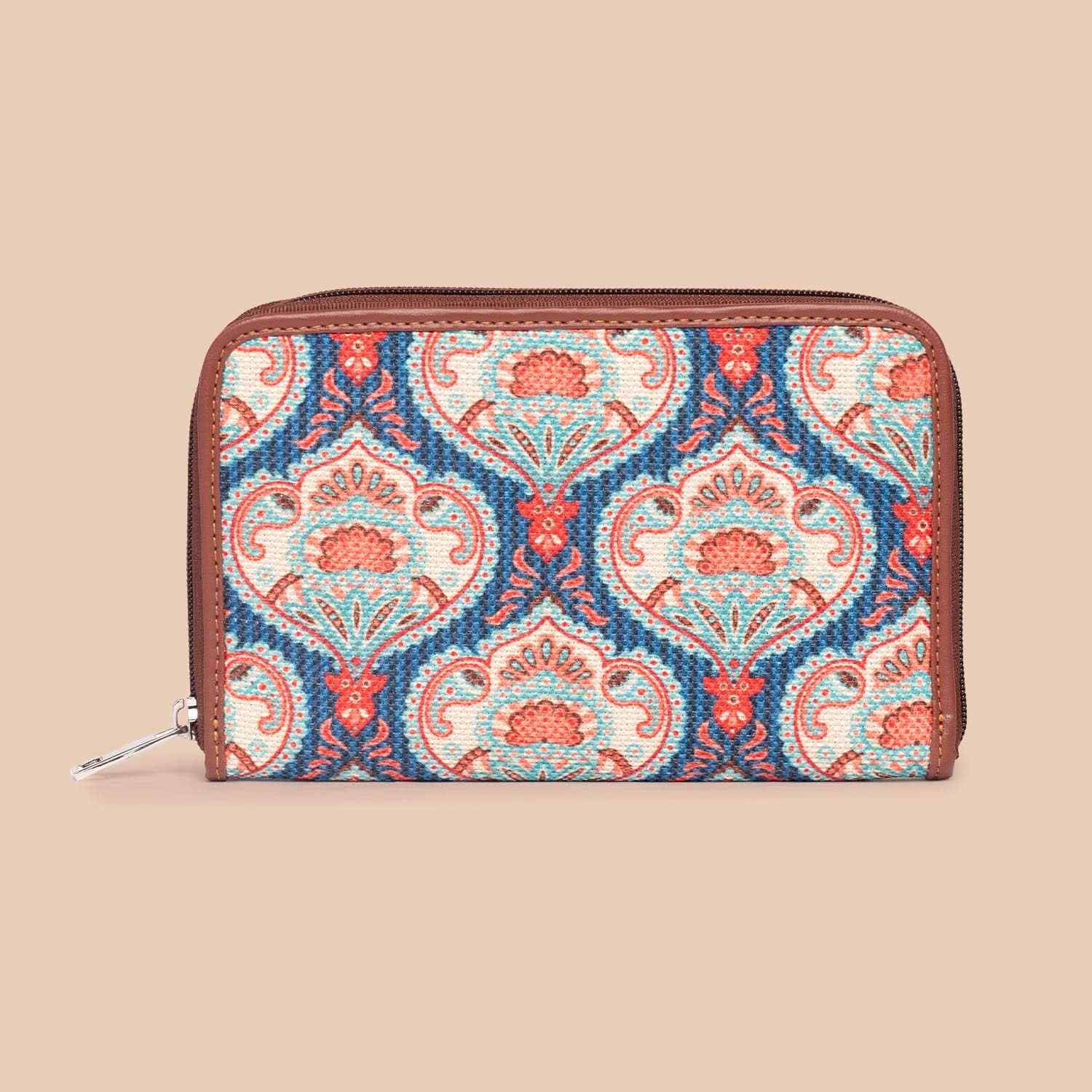 Royal Indian Peacock Motif & Kovil Blue - Office Tote Bag & Classic Zipper Wallet Combo - Image 7