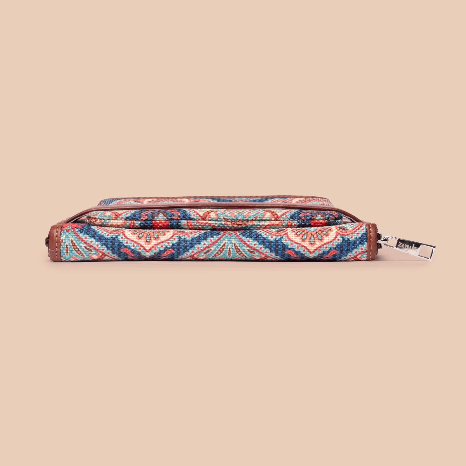 Royal Indian Peacock Motif & Kovil Blue - Office Tote Bag & Classic Zipper Wallet Combo - Image 8