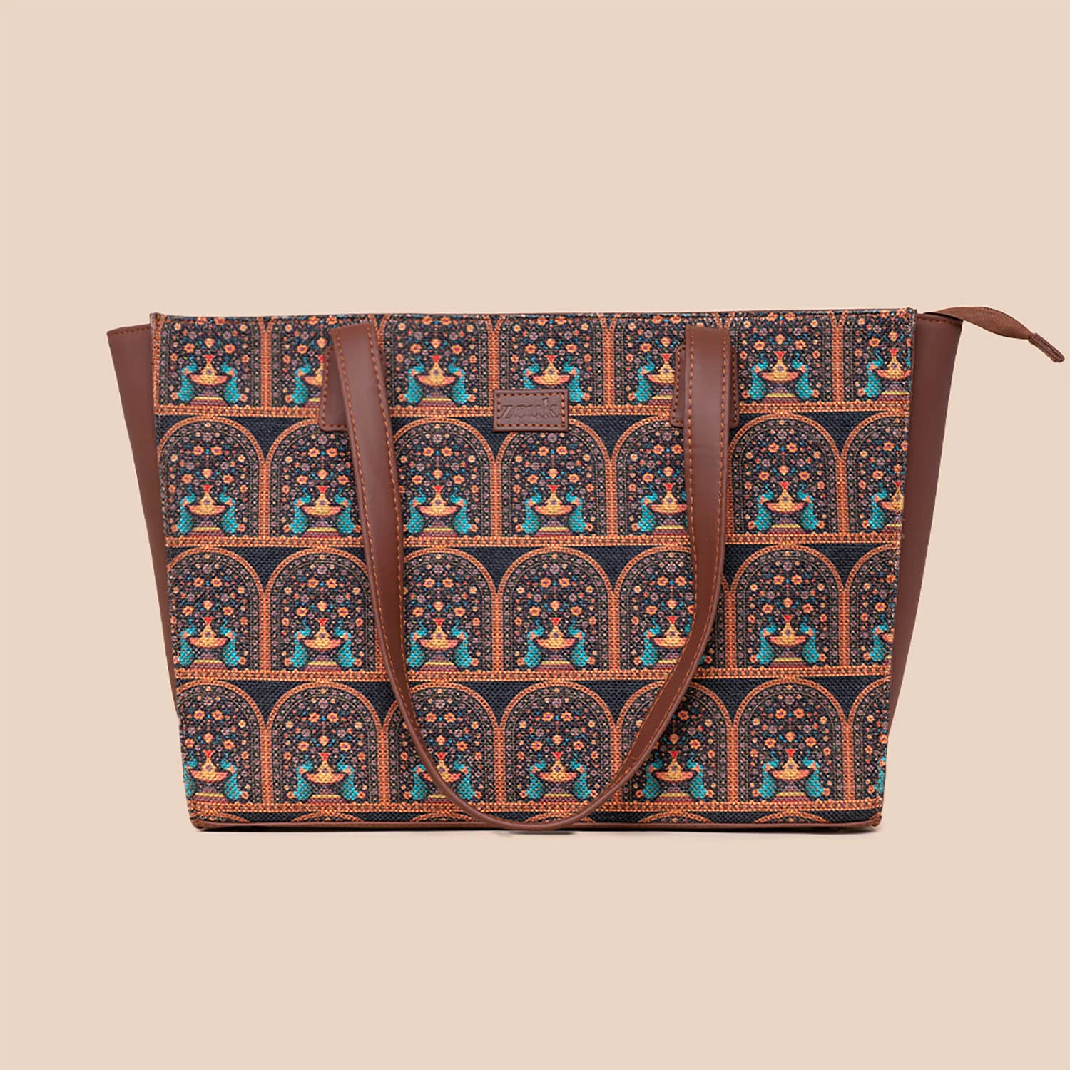 Royal Indian Peacock Motif - Office Tote Bag & Regular Sling Combo - Image 2